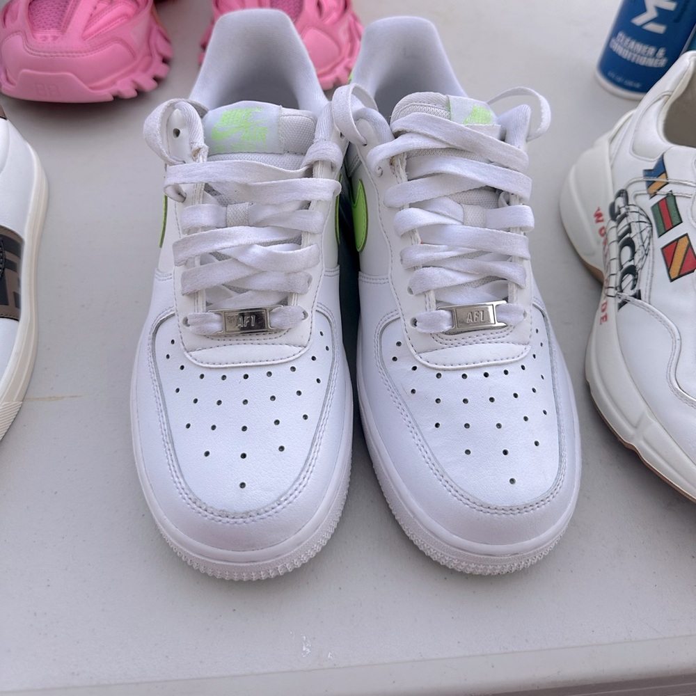 Nike AF 1s with Neon Green